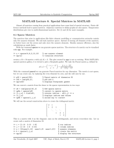MATLAB Lecture 8. Special Matrices in MATLAB