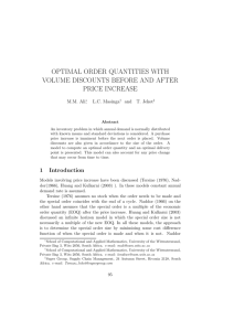 optimal order quantities with volume discounts before and after price