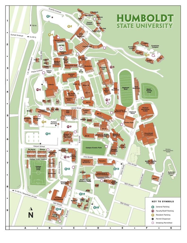 Shasta College Campus Map HSU campus map pdf   Humboldt State University