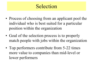SELECTION CRITERIA FOR A SALES MANAGER