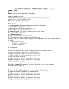 INFORMATIVE SPEECH SAMPLE OUTLINE FORMAT 2