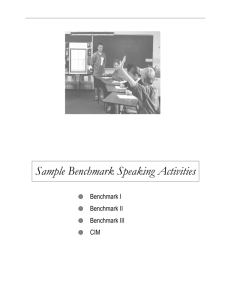 Sample Benchmark Speaking Activities