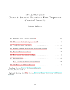 8.044 Lecture Notes Chapter 6: Statistical Mechanics at Fixed