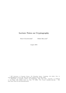 Lecture Notes on Cryptography - Brown University Department of