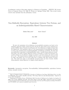 Non-Malleable Encryption - Cryptology ePrint Archive