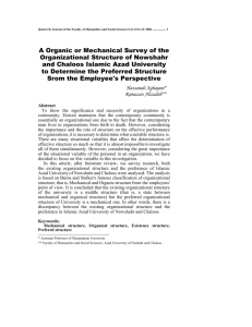 A Organic or Mechanical Survey of the Organizational Structure of