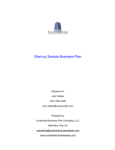 Start-up Sample Business Plan