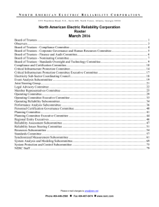 North American Electric Reliability Corporation Roster