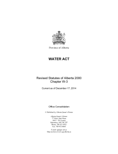 Water Act - Alberta Queen's Printer