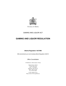 Gaming and Liquor Regulation - Alberta Gaming and Liquor