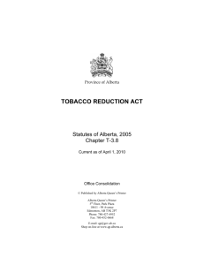 Provincial Tobacco Reduction Act