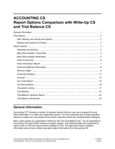 Accounting CS Report Options Comparison with