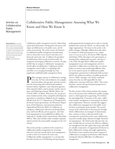 Collaborative Public Management: Assessing What We Know and