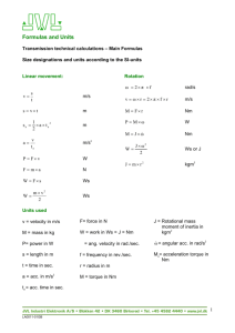 Formulas and Units