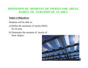 definition of moments of inertia for areas, radius of gyration of an area