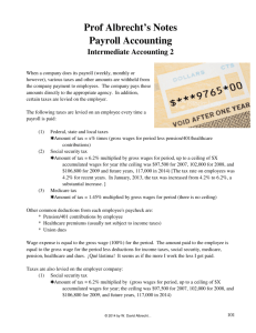 Prof Albrecht's Notes Payroll Accounting Intermediate Accounting 2