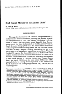 Brief Report: Morality in the Autistic Child^