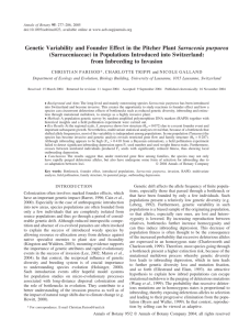 Genetic Variability and Founder Effect in the Pitcher Plant