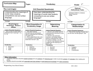 Vocabulary Determining Meaning Key Learning(s): Understanding