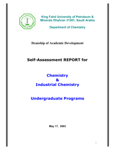 Self-Assessment REPORT for Chemistry & Industrial Chemistry