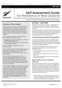 Self-Assessment Guide for Residence in New Zealand (INZ 1003)