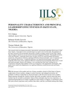 personality characteristics and principal leadership