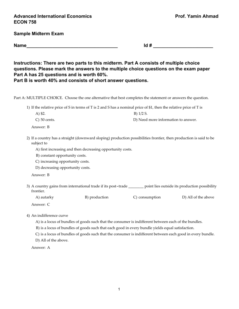 Sample Midterm Exam Solutions