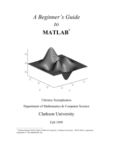 A Beginner's Guide to MATLAB