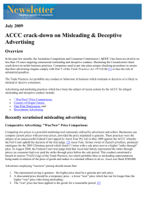 ACCC crack-down on Misleading & Deceptive Advertising