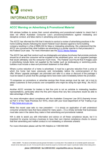 ACCC Warning on Advertising & Promotional Material