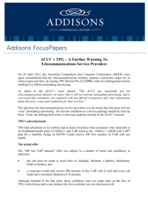 ACCC v TPG – A Further Warning To Telecommunications Service
