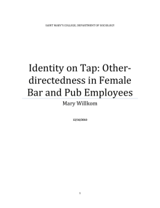 Identity on Tap: Other‐ directedness in Female Bar and Pub