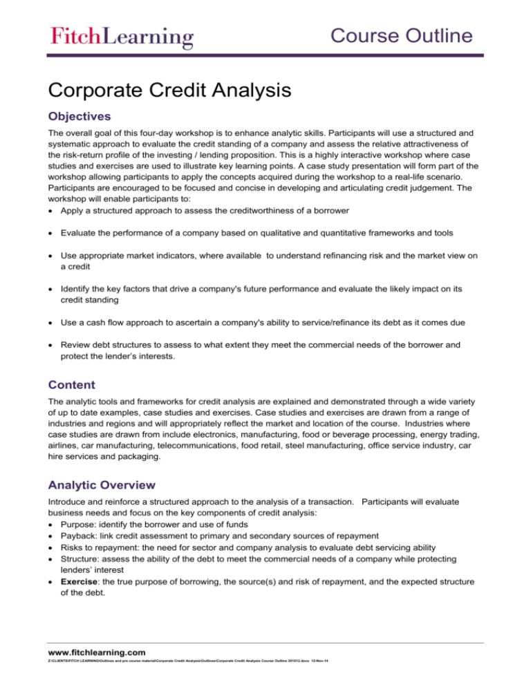 corporate credit analysis case study