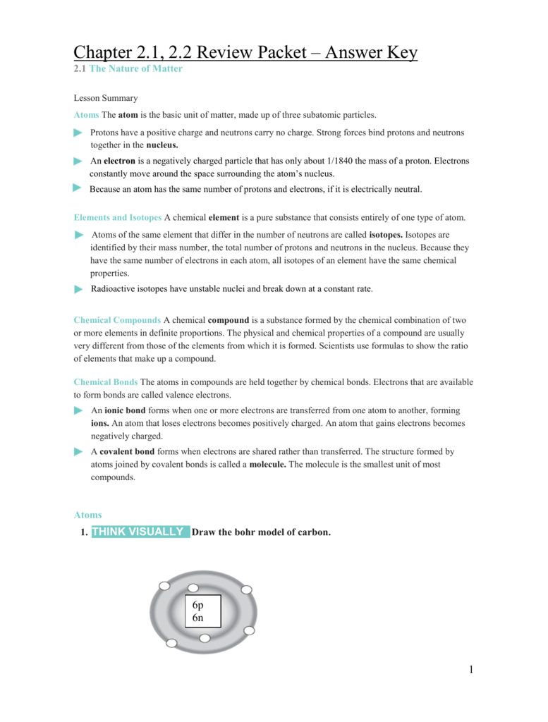 nature of matter assignment answer key