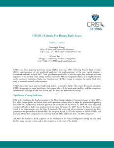 CRISIL's Criteria For Rating Bank Loans