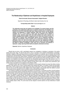 The Relationship of Optimism and Hopefulness in Hospital Employees