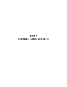 Unit 3 Solutions, Acids, and Bases