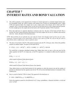 CHAPTER 7 INTEREST RATES AND BOND VALUATION