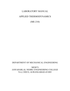 laboratory manual applied thermodynamics (me-210)