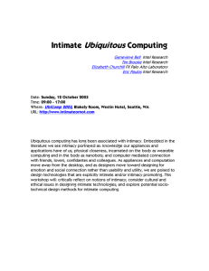 Intimate Ubiquitous Computing Genevieve Bell Intel Research Tim