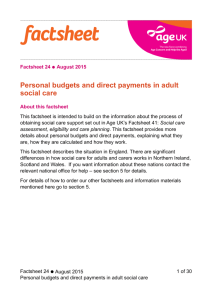 Personal budgets and direct payments in adult social care