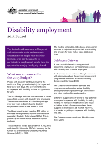 Disability employment - Department of Social Services
