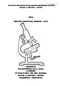 SSLC BIOLOGY PRACTICAL MANUAL – 2014 PREPARED BY M.G.