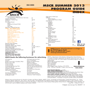 MSCR SuMMeR 2013 PRogRaM guide index