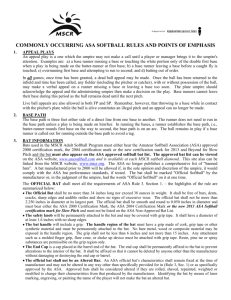 commonly occurring asa softball rules and points of emphasis