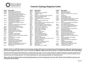 Common Cytology Diagnosis Codes
