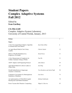Student Papers Complex Adaptive Systems Fall 2012
