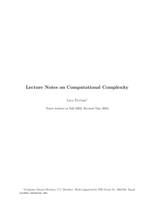 Lecture Notes on Computational Complexity