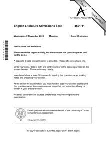 English Literature Admissions Test 4501/11