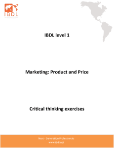 IBDL level 1 Marketing: Product and Price Critical thinking exercises